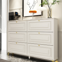 阿斯卡利(ASCARI)鞋柜家用门口美式超薄款翻斗鞋柜玄关柜一体入户门奶油风室内鞋柜