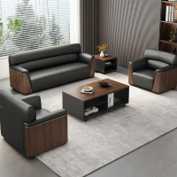 棠溪塘办公经理真皮商务休息区贵宾会客接待银行会议室沙发茶几组合套装