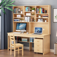 棠溪塘木书桌书架组合家用带书柜一体简约经济型电脑桌书台学生写字桌