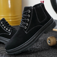 莱特曼林 新款男士短靴韩版潮流男靴子休闲中帮黑色马丁靴品H111