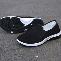 莱特曼林 新款男式简约低跟工作男鞋透气黑色一脚蹬中老年布鞋卷Y-8