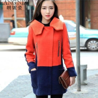 朗妮姿(LANGNIZI) 秋冬毛呢外套女中长款2019韩版潮雾霾蓝女士呢子大衣加厚 9803#