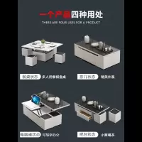 多功能茶几阿斯卡利餐桌两用升降折叠简约现代客厅小户型创意钢化玻璃茶几