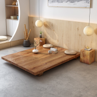 古达木地台床矮床1.8米现代简约卧室双人欧式原木日式榻榻米床定制