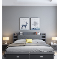 古达现代简约高箱床小户型主卧双人床1.8米1.5米板式床收纳储物床