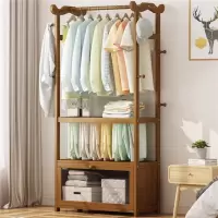 简易衣帽架家用衣架卧室落地挂衣架挂衣服架子置物架楠竹