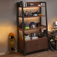 置物架落地收纳架多层书架电竞房电脑桌旁储物柜铁艺梯形展示架子书架