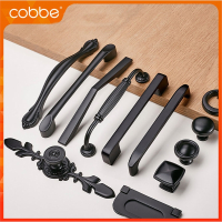 卡贝(cobbe)锌合金抽屉衣柜门把手黑色现代简约单孔北欧美式柜子橱柜门拉手