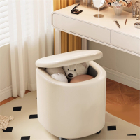 化妆凳可储物梳妆台凳子女生卧室奶油风旋转万向轮美甲椅方凳矮凳