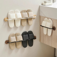 胡桃木浴室拖鞋架免打孔卫生间厕所鞋子挂架收纳架壁挂门后置物架