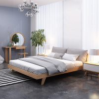驰友CHIYOU 床实木 实木床简约现代双人床 木质床原木色胡桃色卧室套装
