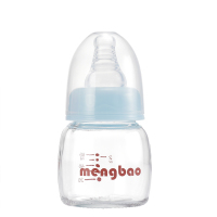 盟宝小容量玻璃奶瓶60ml标准口径迷你奶瓶 兰色