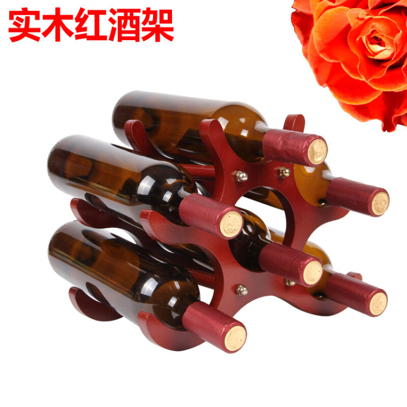 福林启德 创意欧式实木红酒架装饰品 酒瓶架家居洋酒架 客厅摆设葡萄酒架都市诱惑