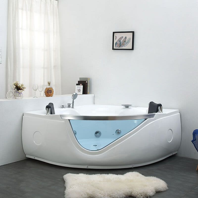 浴缸家用扇形三角形欧式手把酒店洗澡盆浴室水槽成型小户型一体式冲浪按摩缸&asymp1.5M都市诱惑图片