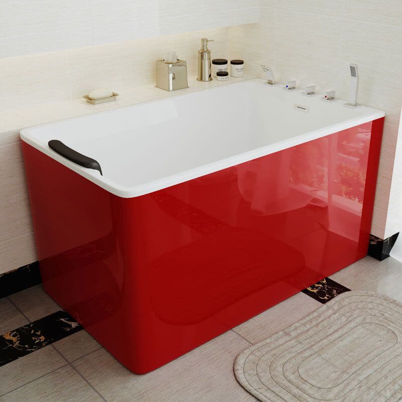 彩色日式浴缸独立洗澡盆配件成型淋浴防滑缸盆耐用小型一体式热水都市诱惑图片