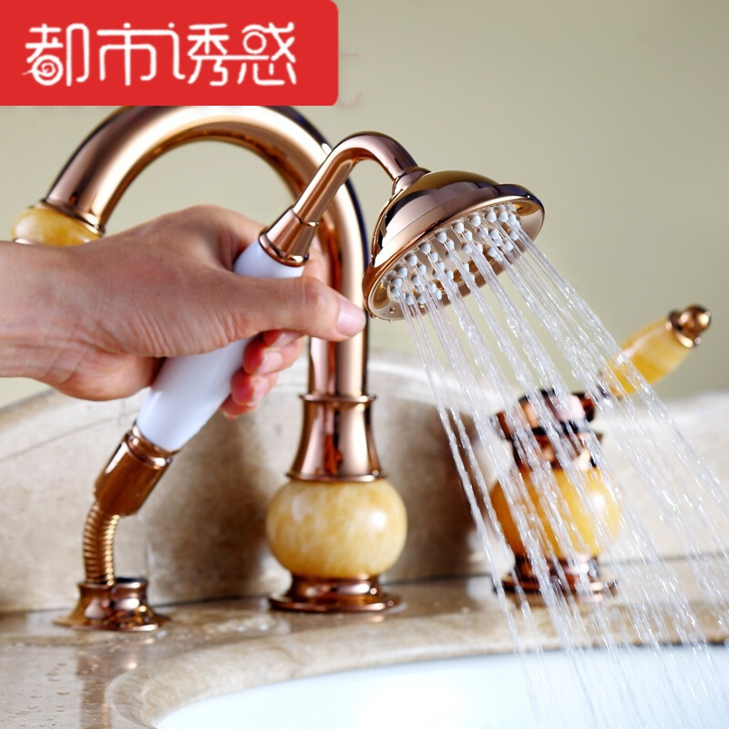 铜欧式洗脸盆三孔龙头台盆面盆龙头浴室洗手盆仿古水龙头冷热都市诱惑