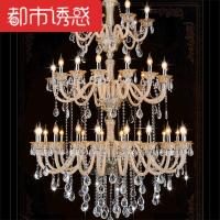 欧式复式楼大厅水晶大吊灯别墅工程吊灯教堂酒店LED蜡烛大气灯饰都市诱惑