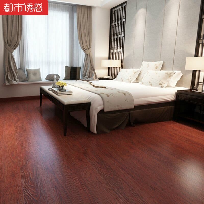 环保12mm厚家用手抓纹木地板防滑防水强化复合木地板F083美洲胡桃1㎡都市诱惑图片
