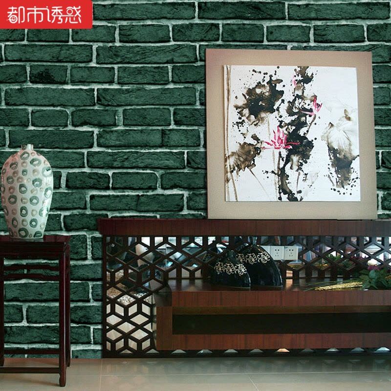 砖纹壁纸复古中国风自粘墙纸主题餐厅咖啡厅做旧仿古个性砖头石头竹编60cm*3m中都市诱惑图片