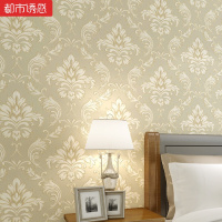 欧式3D无纺布墙纸环保加厚立体植绒客厅卧室电视背景墙壁纸浅绿色16202仅墙纸都市诱惑