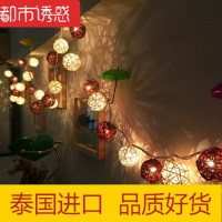 泰国藤球灯串LED小彩灯闪灯串灯少女心收割机装饰房间布置卧室挂【35灯插电】带开关米+咖+粗线都市诱惑
