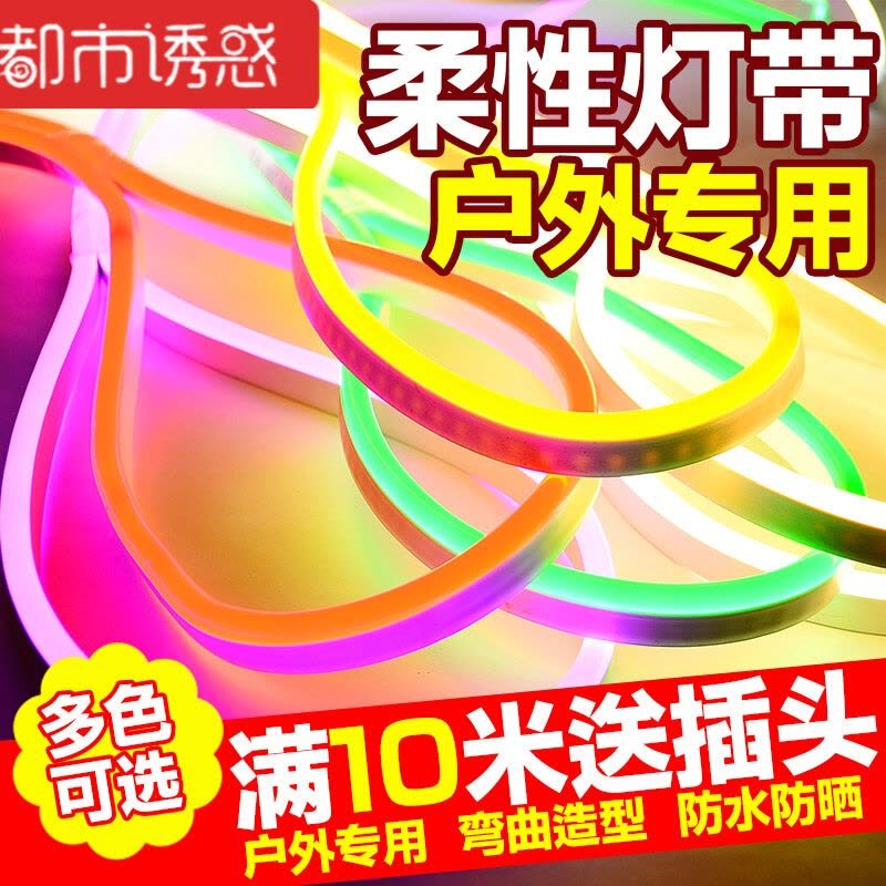 LED灯带柔性霓虹室外防水七彩贴片灯带广告客厅高亮化户外软灯条10米送插头遥控都市诱惑图片