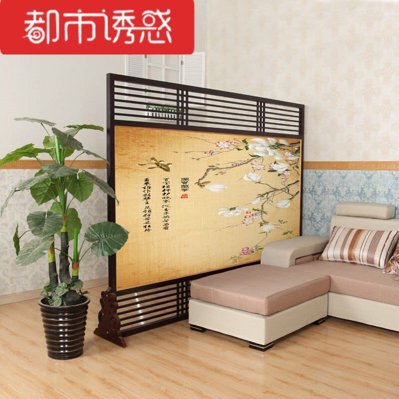 优质花鸟座屏隔断时尚客厅定制实木酒店办公玄关现代中式皮革屏风四周镂空尺寸240*240CM组装都市诱惑图片