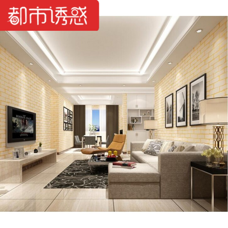 3D中式砖纹墙纸仿古砖块饭店餐厅白砖茶楼酒店红砖青砖灰砖壁纸无妨白砖仅墙纸都市诱惑