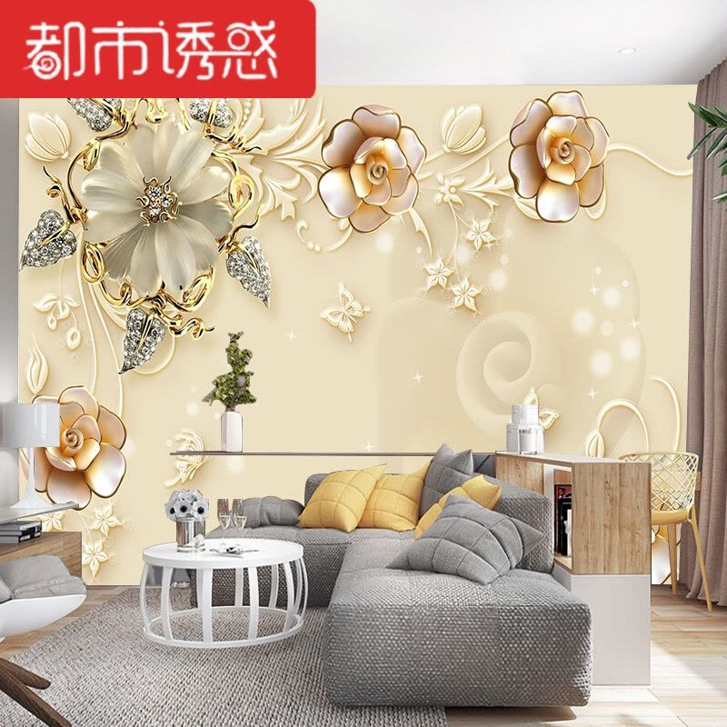 电视背景墙大气壁纸影视墙3d5d8d立体欧式简约现代墙纸客厅壁画布材质墙纸+胶水都市诱惑图片