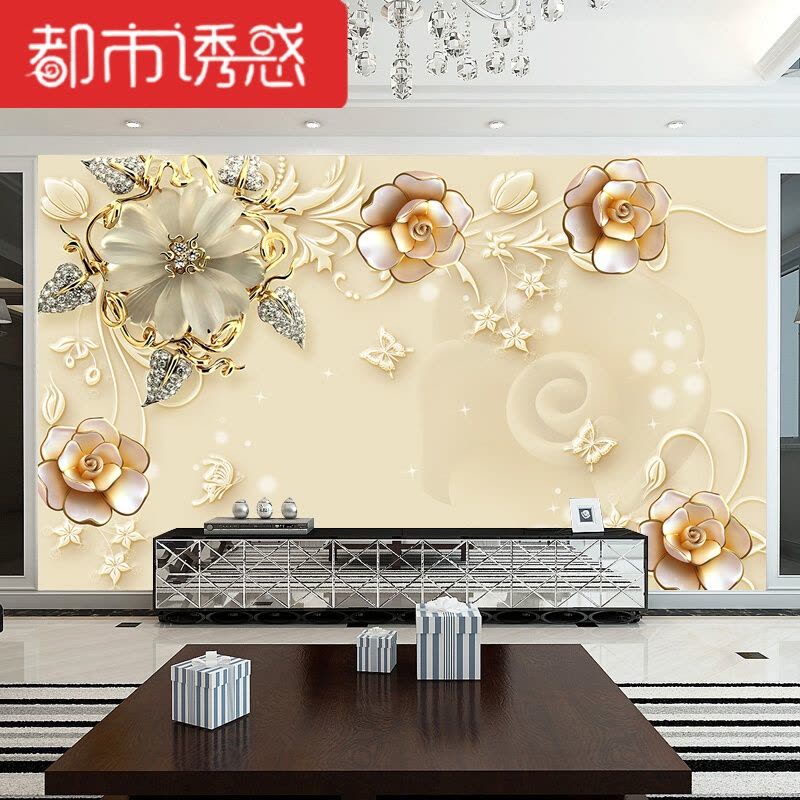 电视背景墙大气壁纸影视墙3d5d8d立体欧式简约现代墙纸客厅壁画布材质墙纸+胶水都市诱惑图片