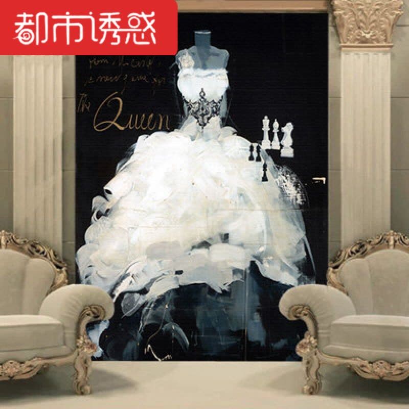 手绘抽象艺术复古墙纸女装服装店个性无缝壁画墙布婚纱背景墙壁纸整张-凹凸5D壁画墙纸+胶水都市诱惑图片
