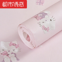 环保可爱卡通儿童房无纺布粉色女孩公主房卧室墙纸加厚粉色W6101仅墙纸都市诱惑