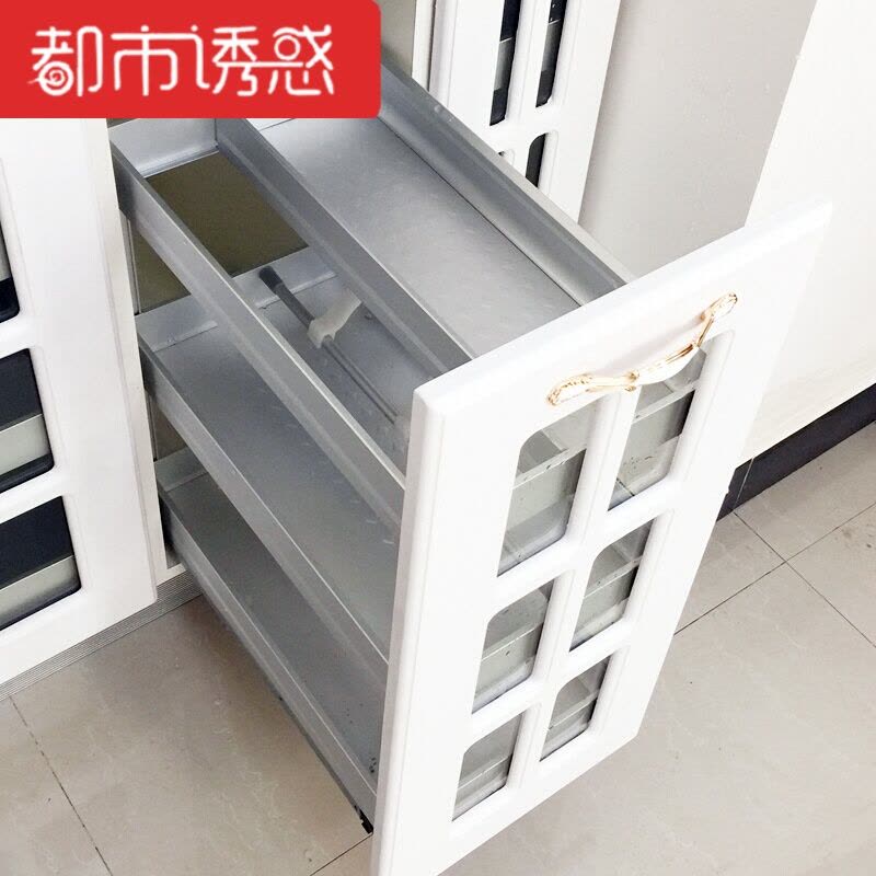 太空铝板式多功能拉篮铝合金橱柜刀架调味拉篮收纳篮都市诱惑图片