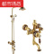 金色天然玉石花洒套装铜镀金冷热水龙头仿古浴室升降淋浴器都市诱惑