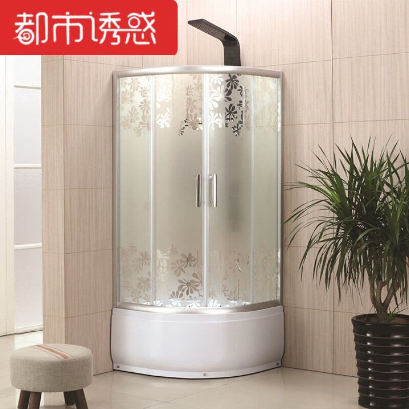 简易高盆淋浴房整体浴室移动门钢化玻璃门弧扇形隔断屏风洗澡100*100*195蒙砂高盆不含蒸汽都市诱惑图片