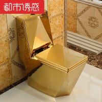 家用抽水金色马桶虹吸式节水欧式坐便器方形钻石彩色陶瓷座便器都市诱惑