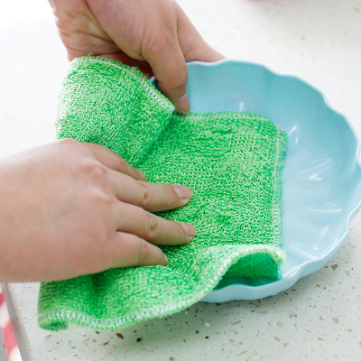 斜月三星 [10条装]竹纤维厨房擦碗布 强吸水擦手巾清洁巾