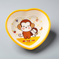 五和MH-3454萌猴爱心碗儿童食品级A5密胺餐具宝宝碗盘水杯调羹可爱贴花幼儿园餐厅主题乐园餐具