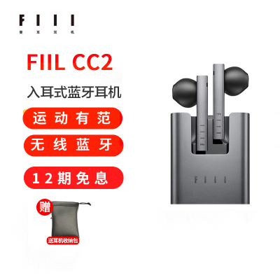 FIIL CC2真无线运动蓝牙耳机半入耳挂耳式单双耳超长续航通用防水跑步耳麦塞 灰色