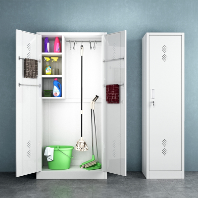 不锈钢工具清洁柜单双门卫生柜铁皮古达带锁钢制拖把扫帚柜保洁收纳柜