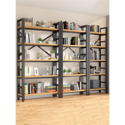 书架落地简约现代多层书柜钢木货架子古达办公室组合展示架隔板置物架