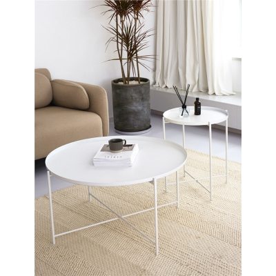 古达家居北欧ins铁艺茶几圆形桌子客厅创意简易沙发角几现代简约