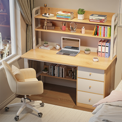 电脑台式桌家用简约租房书桌书架一体带柜子卧室办公桌学生写字桌