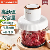志高绞肉机家用电动小型打肉馅碎菜搅拌料理多功能辣椒粉碎神器 2斤容量 玻璃碗 一套刀头 白色