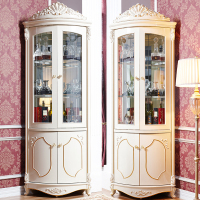 尋木匠欧式角柜 实木墙角柜拐角柜转角酒柜置物架客厅边柜 白色三角柜子