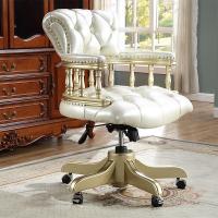 尋木匠欧式转椅护腰书椅头层真皮电脑椅办公椅家用靠背椅实木转椅大班椅