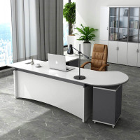 尋木匠老板桌办公桌椅组合简约主管经理总裁桌半圆大班台办公家具