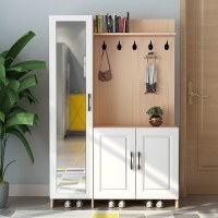 尋木匠北欧厅柜鞋柜挂衣架客厅隔断口玄关柜储物柜衣帽柜带穿衣镜子