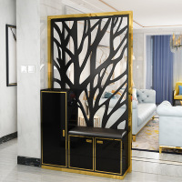 尋木匠轻奢后现代隔断柜简约不锈钢玄关柜玄关台厅柜实木装饰鞋柜屏风