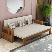 尋木匠简约实木沙发床两用小户型多功能可折叠推拉三人位坐卧两用午休床